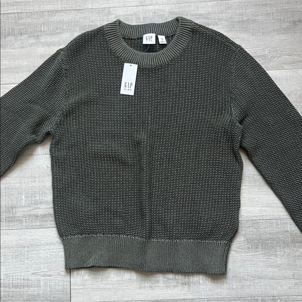 GAP kids Olive Green Textured Crewneck Sweater